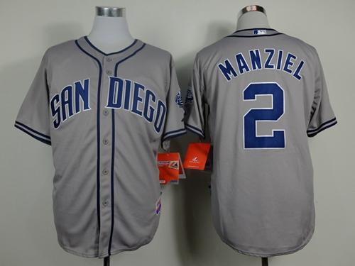Padres #2 Johnny Manziel Grey Cool Base Stitched MLB Jersey